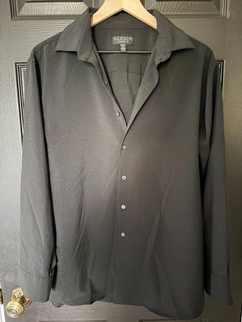 Mens Alfani Long Sleeve Dress Shirt 16-16 1/2 Regular Fit 32-33 Black